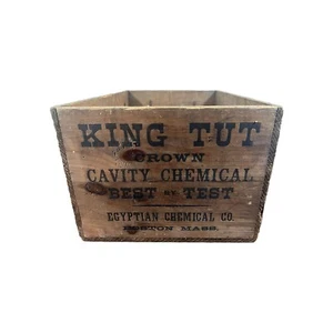 Rare KING TUT Egyptian Chemical Co. Embalming Wood Advertising Crate Boston MA - Picture 1 of 9