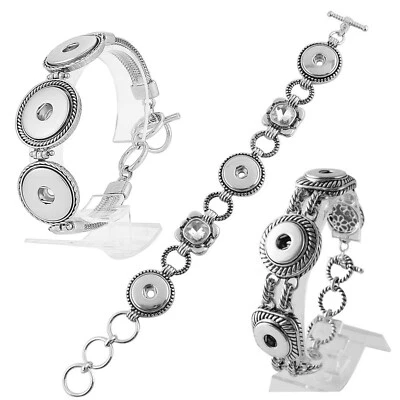 Snap Jewelry Ginger Charm 9 inch Metal Bracelet Fits 3 Women's 18MM 20MM Buttons - Image 1 of 4