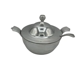 Tureen de peltre Carson de colección con tapa y cucharón 2 asas laterales 2 cuartos Freeport, PA EE. UU. - Imagen 1 de 19