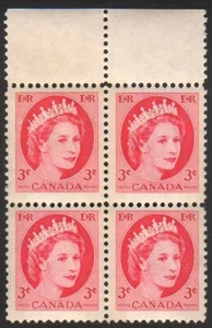 Canada #339 Block of 4 *Queen Elizabeth II Wilding Portrait* (06-10-1954) 3¢ MNH - Picture 1 of 2