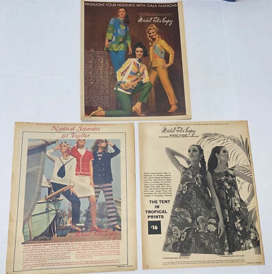 LOT #9I Vintage 1960s Marshall Field Print ADS A. Coleman Harleyquin Womens Wear - Image 1 of 4