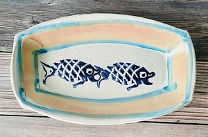 Lorna Smith PNW Keramik Künstler Fisch Relish Tablett Servierschale signiert ~ Strand Spaß - Bild 1 von 8