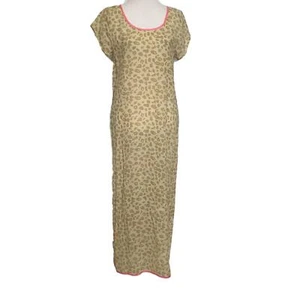 Nuevo Maxi Vestido Surf Bazaar Talla XS S Tostado Estampado Leopardo Borde Rosa - Imagen 1 de 11