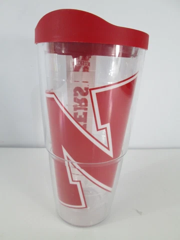 Tervis 24 oz Tumbler University of NEBRASKA Huskers with Red Lid Hot/Cold Cup Cover