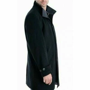 $350 London Fog Men Overcoat Navy Blue Clark Classic Fit Winter Wool Jacket 40R - Picture 1 of 11
