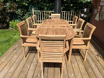 EDEN HOME AND GARDEN Outdoor Teak 8 Seater Table Set Extender 100 Cm Wide 180/240 Long Winter Sale