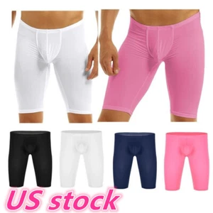 Men's Mesh Shorts See Through Bulge Pouch Boxers Shorts Swim Trunks Underwear - Picture 1 of 66