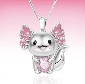 Axolotl Kawaii Pink Charm Necklace - Picture 1 of 4