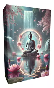 Buddha Zen Meditation Waterfall Canvas Wall Art Picture Print All Sizes - Picture 1 of 3