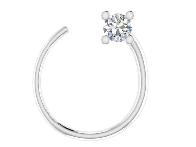 Anillo de oro blanco de 14 k de 0,02 quilates con diamantes blancos naturales para niñas regalo para mujer Foto 1 de 4