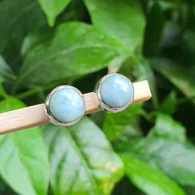 Gemelos naturales de plata de ley 925 con piedras preciosas Larimar regalo de cumpleaños para él Foto 1 de 4