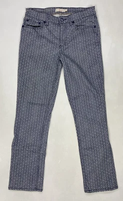 Tory Burch Pannier Cropped Straight Jeans Women 26 Blue All Over Print - Image 1 of 4