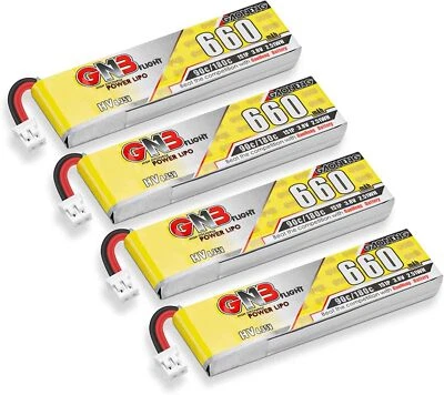 4PCS 660mAh 1S LiPo Battery 3.8V/4.35V LiHV Battery 90C/180C JST-PH2.0 Connector - Image 1 of 4