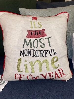 Secret Celebrity Pillow Christmas The Most Wonderful Time of Year Embroidered - Image 1 of 4
