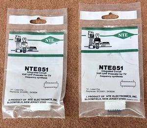Nuevo de Lote Antiguo NTE Electronics NTE851, IC, VHF/UHF Preescalador para TV (ECG851) Paquete de 2 - Imagen 1 de 1