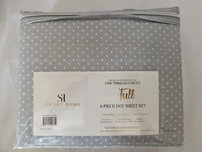 Juego de sábanas de dormitorio Sweet Home Collection 1500 unidades con estampado de puntos de 6 piezas ¡NUEVO!! Foto 1 de 4