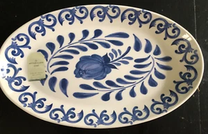 Artisan de Luxe ANFORA blau & weiß 17" Floral Melamin Servierplatte -- Neu mit Etikett - Bild 1 von 4