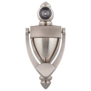 Harney Hardware 4 pulgadas 32438 Llamador de puerta con visor de mirilla en cromo satinado - Imagen 1 de 1