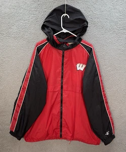 Vintage Wisconsin Badgers Jacket Adult XL Red Black Windbreaker College 90s Y2K - Picture 1 of 10
