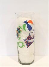 Libbey Glass Summer Swim Beach 10" Clear Cylinder Round Vase