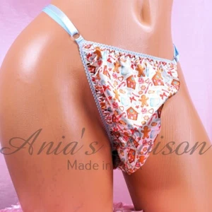 Satin Sissy WEIHNACHTSHÖSCHEN HERREN VERSTELLBAR Santa Leopard Dreieck TANGA - Bild 1 von 2