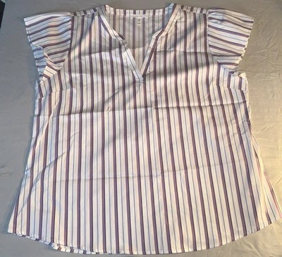 Camisa a Rayas para Mujer Maurices, Blanca, Púrpura, Naranja Quemado Rayas-Talla XL Foto 1 de 4