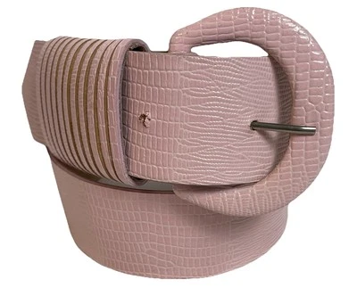Women’s Textured Wide Belt Women’s S Pink Faux Leather Multiple Loops - Image 1 of 4