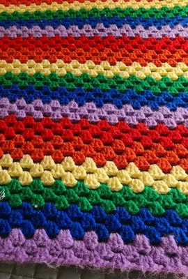 Cobertor afegão vintage grande colorido de crochê 72x72 - Imagem 1 de 4