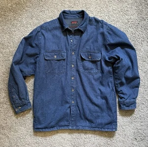 Wolverine Fleece Lined Denim Shacket *NO SIZE TAG Pockets Chore Jacket - Picture 1 of 7