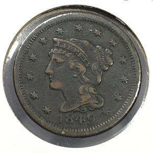 1849 Braided Hair large Cent - Picture 1 of 2