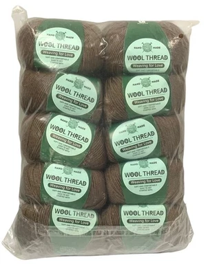 10-Hand Made Wool Thread  Yarn Skein Brown  50 Grams Each Soft Warm - Image 1 of 2