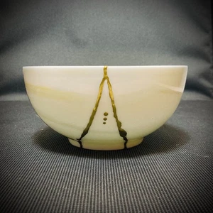 KINTSUGI WABI SABI VERA WANG IMPERIAL WHITE GOLD BOWL 5.75" BONE CHINA HAND MADE - Picture 1 of 8