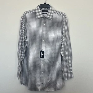 Hart Schaffner Marx Herren Oberhemd 16-33 weiß grau kariert bügelfrei 100% Baumwolle - Bild 1 von 8