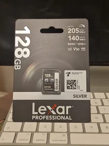 Lexar Professional 128GB SILVER PLUS SDXC UHS-I V30 Memory Card Brand New Sealed - Picture 1 of 6