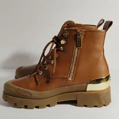 Michael Kors Leather gold Trim Zipper Womans Size 9 combat Boots - Image 1 of 4