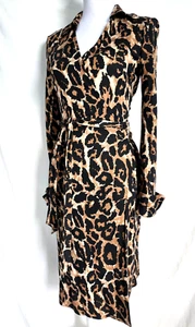 Diane von Furstenberg Vintage Jeanne Leopard Animal Print Silk Wrap Dress Size 4 - Picture 1 of 12
