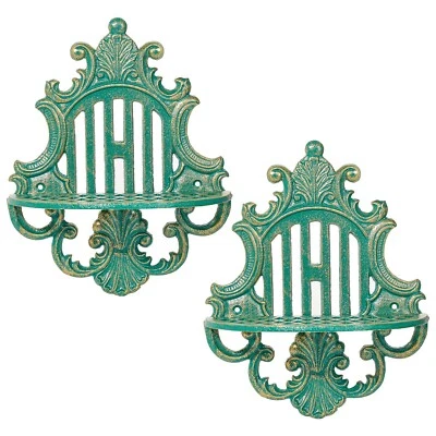 Sungmor Cast Iron Wall Mounted Floating Shelves Antique Green Ledge Storage Rack - Image 1 of 4