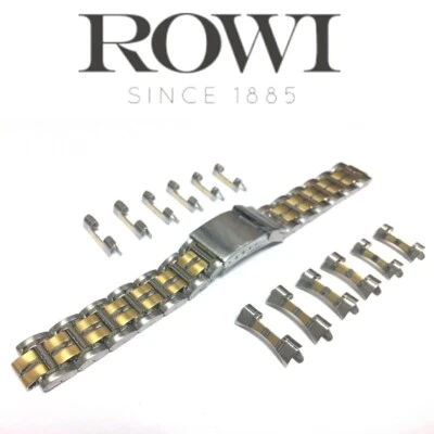 НОВЫЙ 18 мм 20 мм 22 мм ROWI 304204 из нержавеющей стали/позолоченный браслет часы группы - Изображение 1 из 4