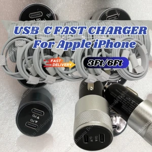 USB C PD Fast Car Charger Adapter Type C Cable For iPhone 16 15 14 13 12 11 Lot - Picture 1 of 17