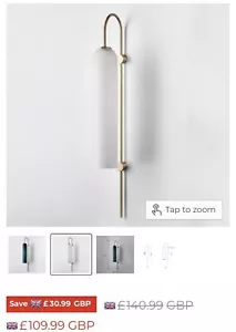 Wall Light Modern Elegant Designer Glass Bedroom Dining Room RRP £109 - Picture 1 of 7