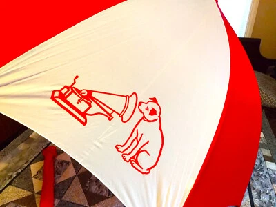 RCA Collectable Advertising  Red & White Golf Umbrella with Image of Nipper - Image 1 of 4
