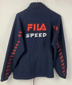 Vintage FILA Fleece Jacket Speed Navy Red Track & Field Tennis 80s 90s - Picture 1 of 5