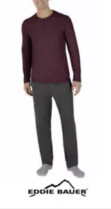 NWT Eddie Bauer Mens 2-Pack (Top & Pants) Fleece/Thermal Lounge Set Pajamas - Picture 1 of 12