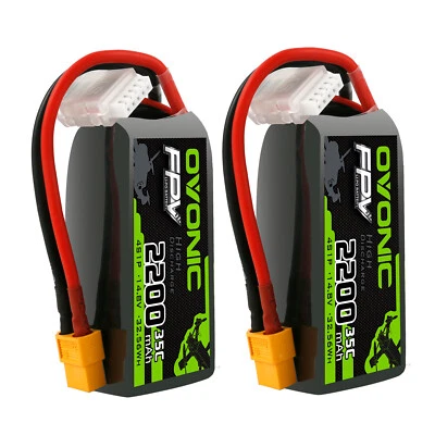 2X OVONIC 2200mAh 4S Lipo Akku 14.8V 35C mit XT60 für Jets Flugzeuge FPV Boot - Bild 1 von 4