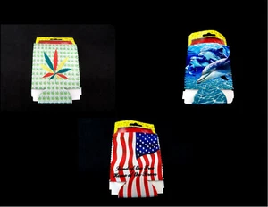 Neoprene Can Cooler Weed American Flag Dolphins Design Koozies Beer Coolers  - Picture 1 of 4