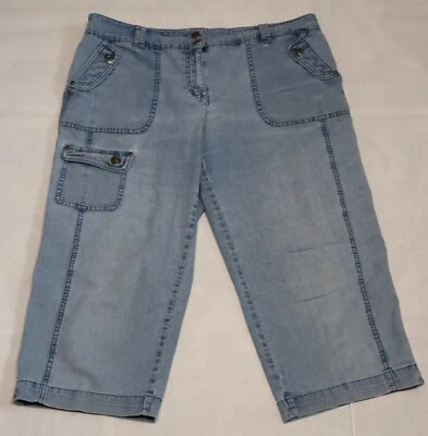 Westbound Mujer Elástico Azul Denim Capri Pantalones Talla 12 (35W x 19L) Foto 1 de 4