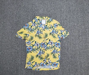 Denim & Flower Shirt Mens L Tropical Hawaiian Button Up Casual Floral Vaction - Picture 1 of 4