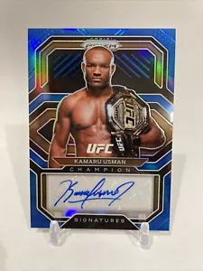Kamaru Usman azul/35 firmas de campeonato automático Prizm UFC 2021 Panini como nuevo - Imagen 1 de 4