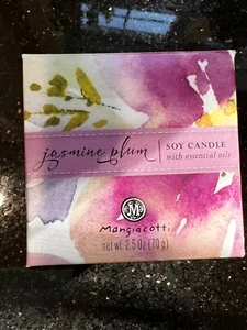 Mangiacotti Jasmine Plum Soy Candle Glass Jar NIB Luxury 2.5 Oz New Pkg Damage - Picture 1 of 6