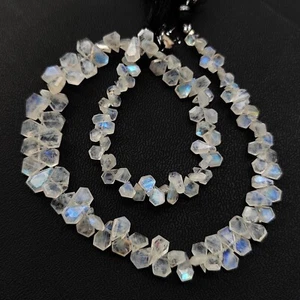 Gema de piedra lunar de fuego arco iris de 6 a 10 mm cuentas facetadas para hacer joyas hilo de 14,5" - Imagen 1 de 5